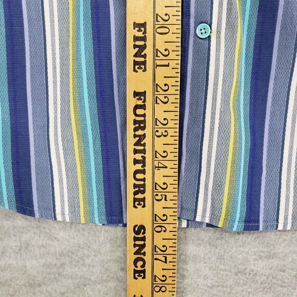 Luchiano Visconti Limited Edition Shirt Mens XS Blue Green Striped Eyeglasses - Picture 6 of 7